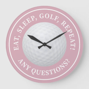 Relógio Grande Bola de Golfe Esportes Golfe Moderno Citação Rosa 