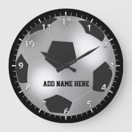 Relógio Grande Bola personalizável de futebol prateado