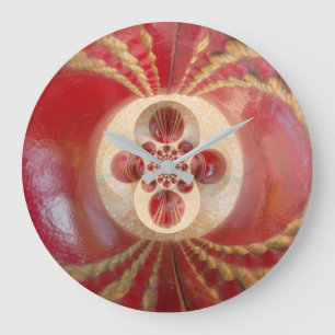 Relógio Grande Bolas de Críquete Vermelhas Arte Abstrata Impressã