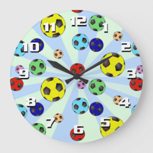 Relógio Grande Bolas De Futebol Coloridas Fáceis De Ler Números G