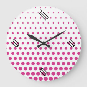 Relógio Grande Bolinhas Cerise Modern White