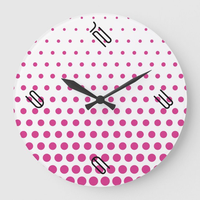 Relógio Grande Bolinhas Cerise Modern White (Frente)