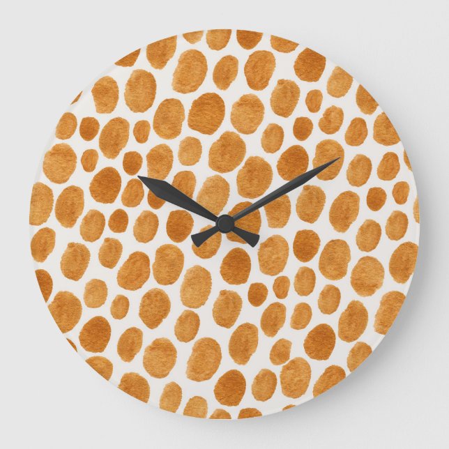 Relógio Grande Bolinhas do ouro: Gouache do Abstrato (Frente)