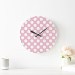 Relógio Grande Bolinhas rosa, padrão de Bolinhas, pontos, pontos<br><div class="desc">Padrão de bolinhas bonito,  divertido e adorável em cor rosa e branca. Presente moderno e moderno,  perfeito para o amante das bolinhas em sua vida.</div>