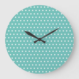 Relógio Grande Bolinhas Wall Clock (Aqua & White)