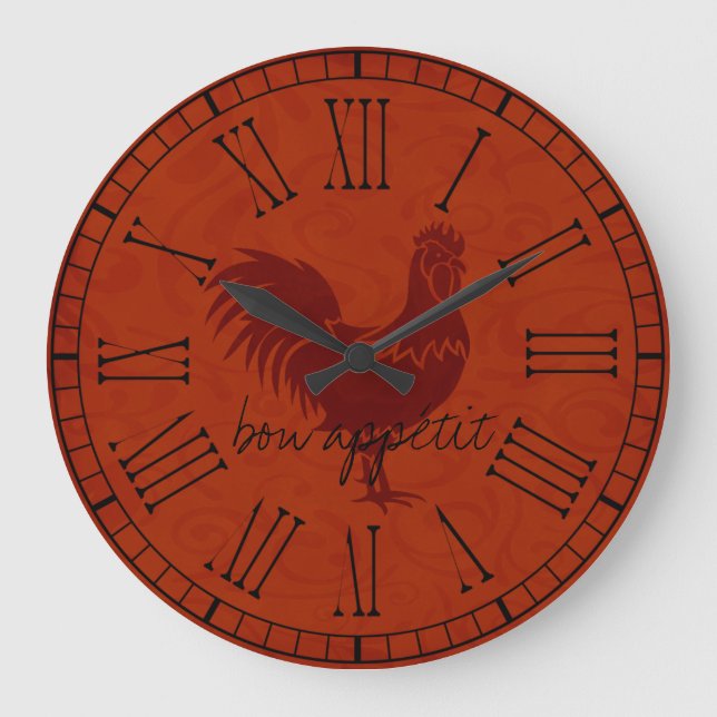 Relógio Grande Bon Appetit Vintage Country Rooster (Frente)