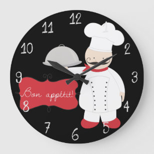 Relógio Grande Bon vermelho & branco preto retro Appetit do