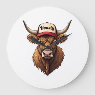 Relógio Grande Boné Trucker Western Vintage Howdy Highland Cow St