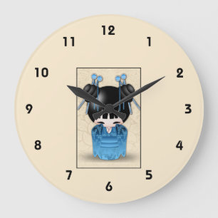 Relógio Grande Boneca bonito de Kokeshi do japonês vestida no