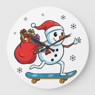 Relógio Grande Boneco de Neve de Skate Legal Skate de Natal Div