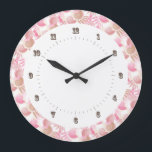 Relógio Grande Bonito Arte Deco Pastels Rosa e Castanho<br><div class="desc">Retro Elegante! Folha de Fern e padrão de concha no estilo Art Deco da 1920 da Idade do Jazz e nos anos 30. Rosa e Brown. Disponível em muitas cores diferentes em nosso compro. Design da aldeia original / Padrão de imagens antigas.</div>