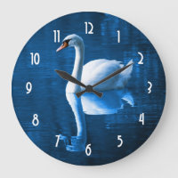 Bonito cisne branco flutuando num lago azul