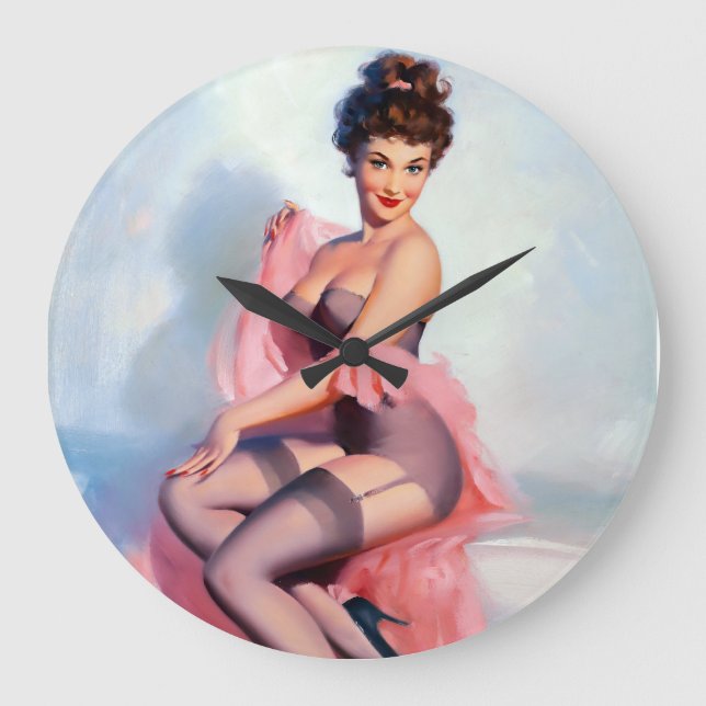 Relógio Grande Bonito no pino rosa para cima (Frente)