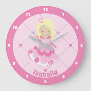 Relógio Grande Bonito Princesa Rosa, Sala de Cama Personalizada