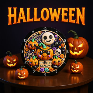 Relógio Grande Bonito Pumpkins "Spooky Season Decor"