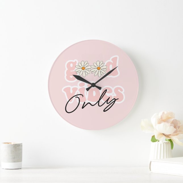 Relógio Grande Bons Vibes Apenas Slogan Hippie dos anos 70 (Lar)