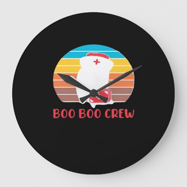 Relógio Grande Boo Boo Crew Nurse Funny Ghost Halloween Classic T (Frente)