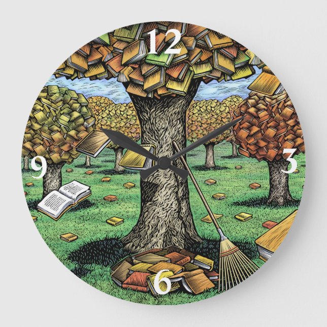 Relógio Grande Book Tree Clock (Frente)