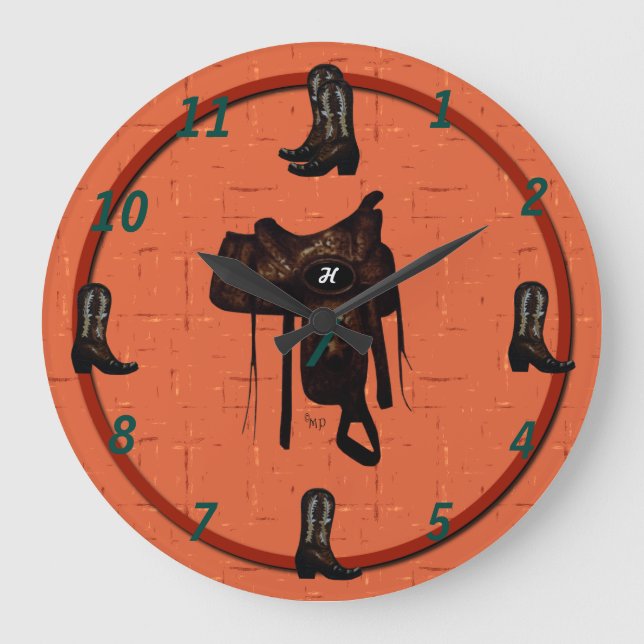 Relógio Grande Boots & Saddle Clock 2 Ocidentais (Frente)