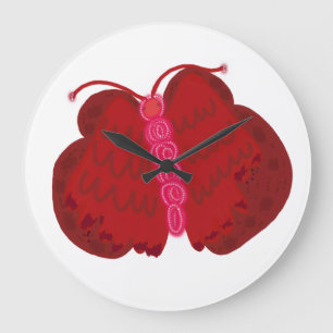 Relógio Grande Borboleta Anjo Vermelho