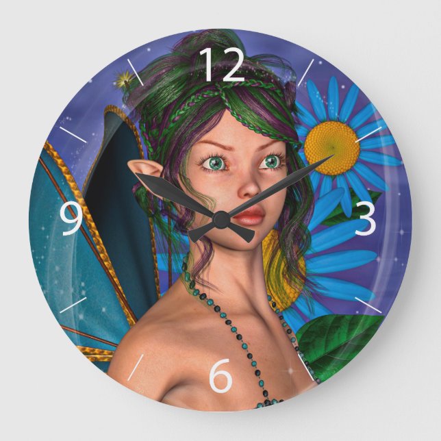 Relógio Grande Borboleta de fada (Frente)