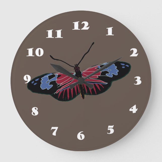 Relógio Grande Borboleta Preta (Frente)