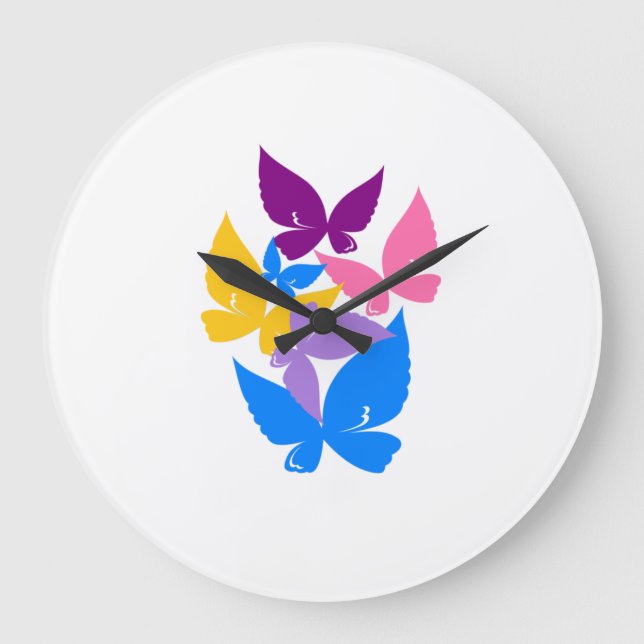 Relógio Grande Borboletas coloridas (Frente)