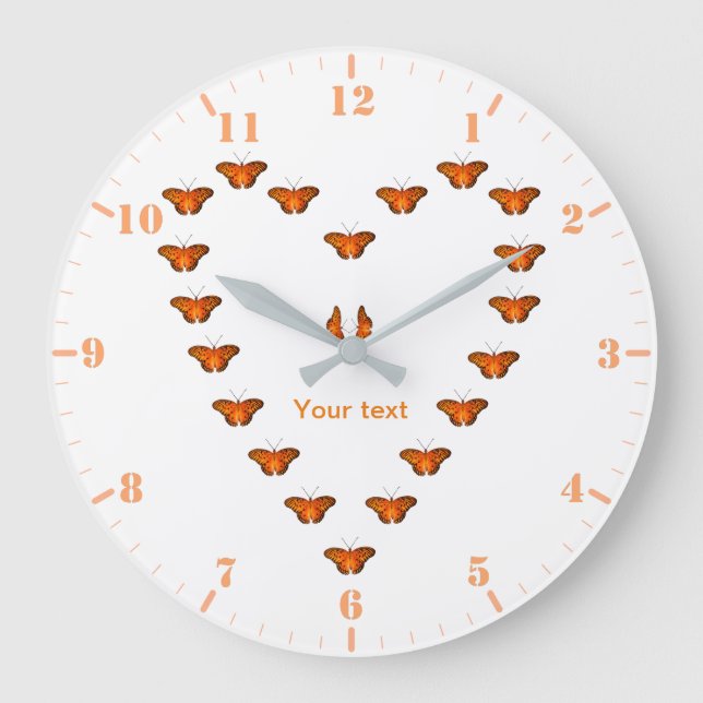 Relógio Grande Borboletas de paixão em dança cardíaca (Frente)