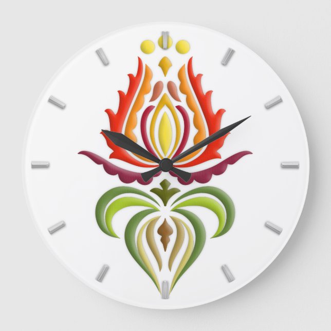 Relógio Grande Bordado extravagante do envoltório - arte popular (Frente)