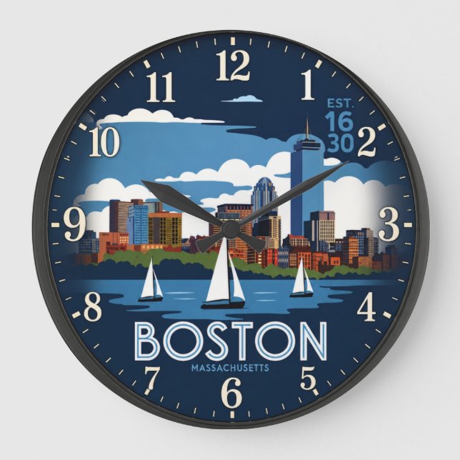 Relógio Grande Boston Massachusetts Skyline (Frente)