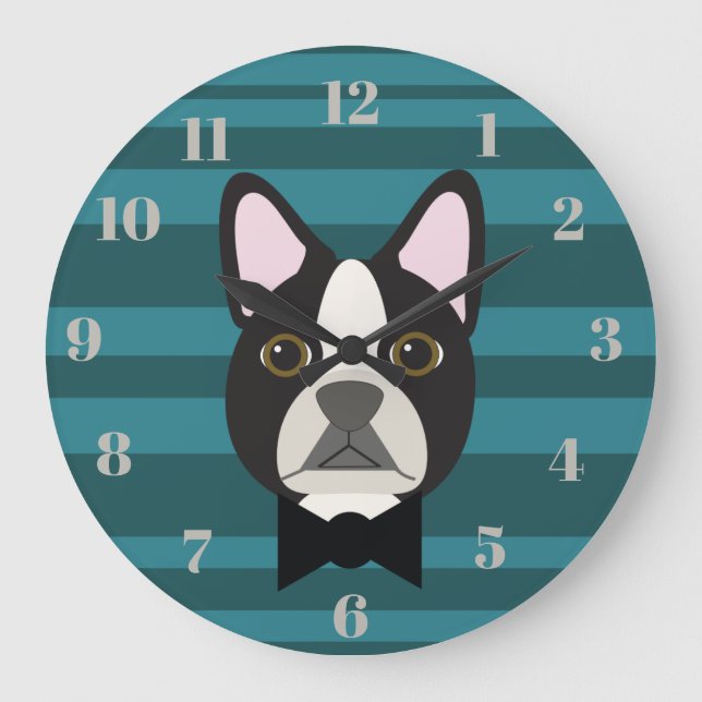 Relógio Grande Boston Terrier (Frente)