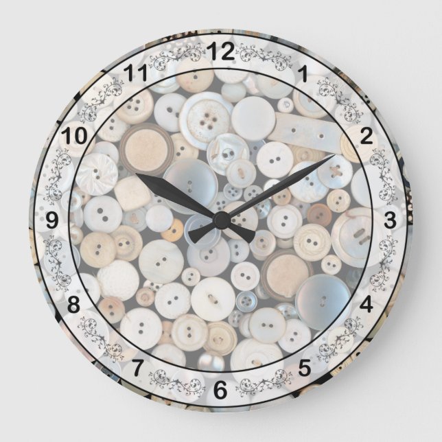 Relógio Grande - Botões - lotes Sewing dos botões brancos (Frente)