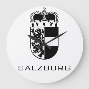 Relógio Grande Brasão de Armas de Salzburgo Arte Monocromática Re