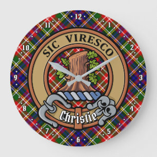 Relógio Grande Brasão do Clã Christie sobre Tartan