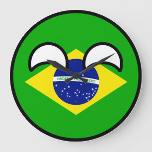 Relógio Grande Brasil Geeky de tensão engraçado Countryball