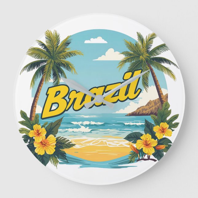 Relógio Grande Brasil [Nome do Produto] Praia Tropical Presente d (Frente)