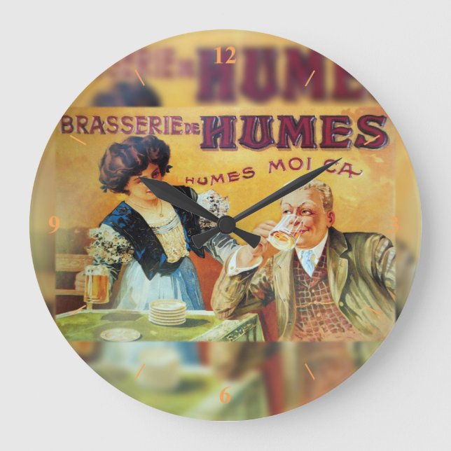 Relógio Grande Brasserie, poster vintage francês. (Frente)