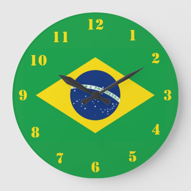 Relógio Grande Brazil Flag World Cup 2026 Football Brasil Soccer (Frente)