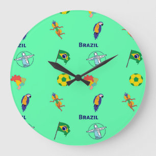 Relógio Grande Brazil pattern on turqouise