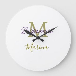Relógio Grande Bride tribe monogram bridal shower simple golden p