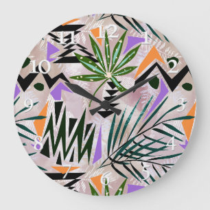 Relógio Grande Bright tropical Hawaiian illustration,