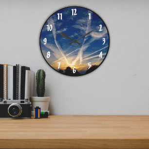 Relógio Grande Brilhante Fazenda Colorida Noite Céus