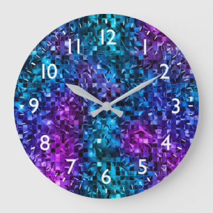 Relógio Grande Brilho Azul e Rosa Glamour Oceano