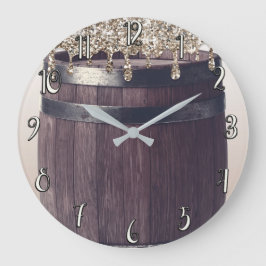 Relógio Grande Brilho de Champanhe Rustic Glam Farmhouse Chic