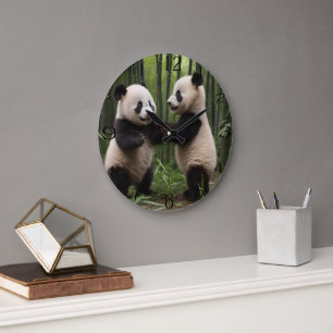 Relógio Grande Brincadeiras: Bebês Pandas Brincam na Floresta