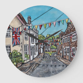 Relógio Grande British Bunting Original Acrylic Painting