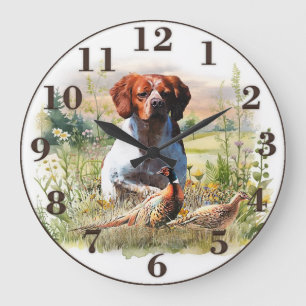 Relógio Grande Brittany Spaniel – Campo, Foco, Faisão, Arte