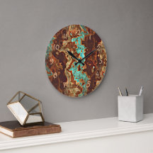 Brown Aqua Turquoise Green Geode Art