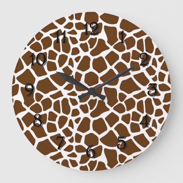 Relógio Grande Brown Giraffe Impressão (Frente)