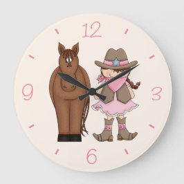 Relógio Grande Brunette Cowgirl e Horse Wall Clock